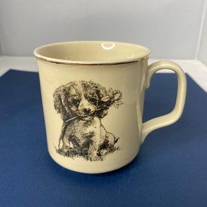 Vintage Mug Of A Puppy And Iris Flower From Small World Greetings Japan